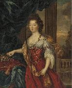 Marie Therese de Bourbon dressed in a red and gold gown